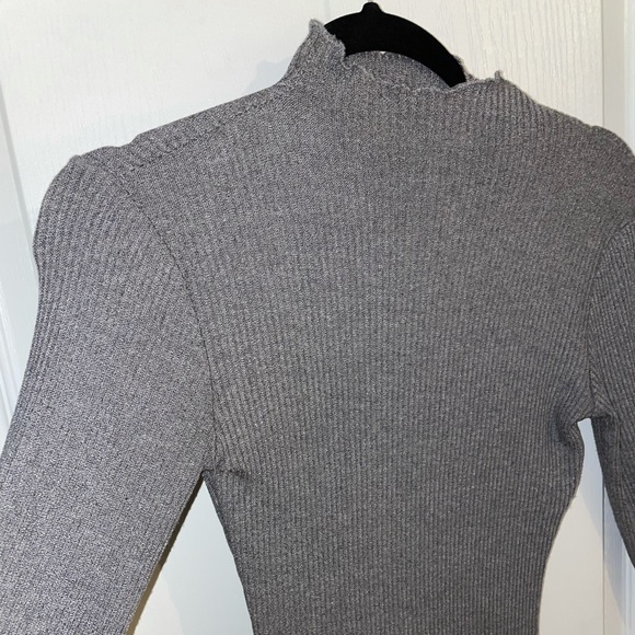 Grey Ribbed Body Con Dress - Picture 3 of 3